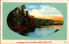 Clear Lake South Dakota SD Postcard Greetings River  Lake c1960s Vintage Antique picture