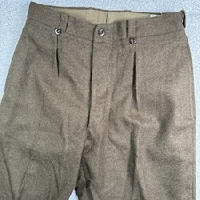 Vintage French Military Wool Trousers Pants Olive Drab 32x31  War Army picture
