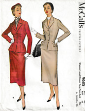 McCall's Pattern 9685 c1954 Misses Suit, Size 44, FF picture