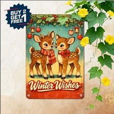christmas deer illustration two fawns facing each other picture