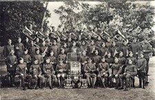 WW1 RFC Band bandsmen Royal Flying Corps musicians RPPC Photo Postcard COPY picture