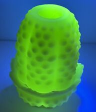 Fenton Hobnail Satin Glass Fairy Lamp UG Uranium Custard Glass 4.75