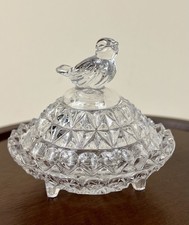 Vintage Hofbauer Byrdes Crystal Salt Cellar Trinket Dish Bird Motif Ring Box picture