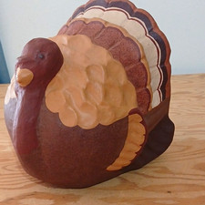 Vintage Hallmark Paper Mache Turkey Centerpiece Thanksgiving Table Decor Fall 8