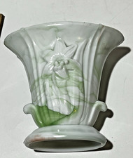 Akro Agate Slag Glass Planter Vase Lily Pattern picture
