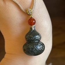 Untreated Genuine Nephrite Jade Pendant Hetian Jade 純天然和田玉 葫芦 picture