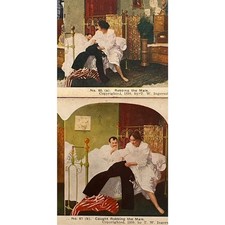 Atq Stereoscope Stereograph (2) Photo Cards Color Tinted Circa Late 1800s Thief picture