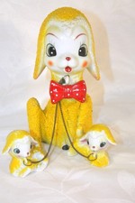 Vintage Arnat #7691 Yellow Sugar Textured Ceramic Sheep Chained Lambs picture