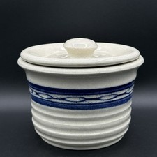 Studio Stoneware Crock Signed 6.5 Inch Diameter 5.25 Inch Height With Handle picture