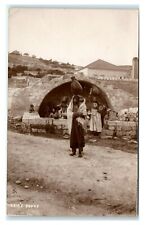Postcard Virgin's Fountain Nazareth Palestine Woman Carrying Water RPPC F1 picture