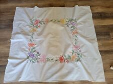 Vintage Embroidered Floral Tablecloth 51
