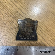 Rare Early Advertising Brass Paper Clip Baker Printing Stationers Newark NJ picture
