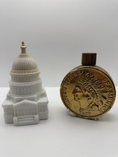Vintage Avon Collectible Bottle Lot U.S. Capitol Milk Glass & 1977 Indian Head picture