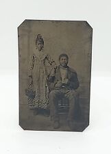 Rare Orig. Tintype African American Couple Pretty Business Woman With Tough Man picture