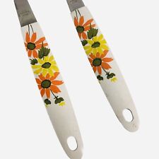 Vintage 70s Ekco Country Garden Serving Fork and Spoon Retro Yellow Orange ￼ picture