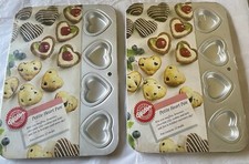 WILTON Petite Heart Pans Muffins Tarts Cake Pops Etc Makes 12 Each Lot Of 2 Pans picture