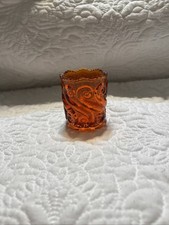 Vintage L G Wright Orange Glass Toothpick holder.  Glows w/ black light  picture