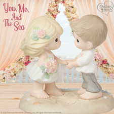 ❦ New PRECIOUS MOMENTS Figurine BEACH WEDDING Bride Groom Love Cake Topper Decor picture