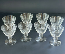Set of 8 Vintage Sevron Starfire Crystal Champagne Sherbet Glasses MCM Starburst picture