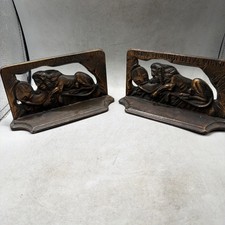 Vintage Lion Of Lucerne Monument Metal Bookends Set Of Two picture