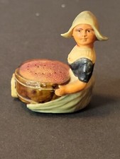 Vintage RARE Celluloid Dutch Girl Figurine Pie Toothpick Pin Holder picture