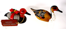Enesco Duck Figurines Christmas Happy Holidays Bow 1983 & Hunting Bird Hong Kong picture
