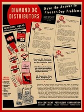 1943 Diamond DX Gasoline & Motor Oil New Metal Sign: 12x16