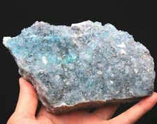 876g Rare Transparent Blue-Green Cube Fluorite Crystal Mineral Specimen/China 22 picture