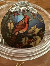 Red Cardinal Christmas Ornament Vintage Style Holly Berries Winter Bird Gift picture