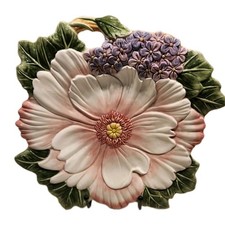 Vintage Fitz and Floyd Fauna & Flora Ceramic Flower Canapè Plate 10.5