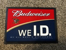 Vintage 2001 Budweiser WE I.D. Beer Bar Mat 14x10 Mancave Breweriana New picture