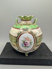 Antique Porcelain Portrait Vase Marechal Lefebvre French Empire Green Gold 5