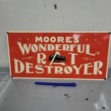 Ande Rooney Moore's Wonderful Rat Destroyer Porcelain Sign 1988 Vintage USA  picture