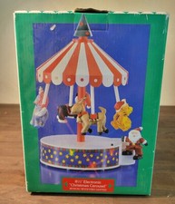 VTG Christmas 1995 Holiday Workshop 8 1/2” Musical Carousel Lighted NIB picture