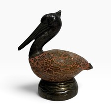 Pelican Amber Low Light Ambiance Desk Table Lamp Orange Brown Cast Iron Vintage picture