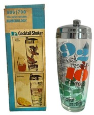 Vintage Hazelware Cocktail Shaker Numerology Design Hazel Atlas 1960's USA picture