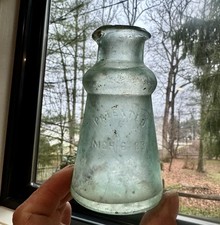 Bixby Patented March 6 1883 Early Emb Aqua Blown Shoe Polish Type Bottle Crude picture