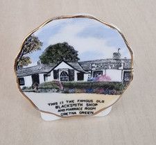 Vintage Coalport Bone China Gretna Green Blacksmith Shop Miniature Plaque Displa picture