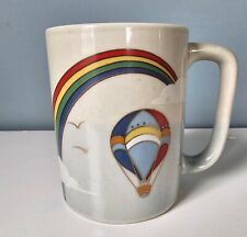 Vintage Otagiri Japan Colorful Hot Air Balloon Under Rainbow Coffee 14 oz Cup picture
