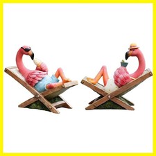 2Pcs Pink Flamingo Figurines Resin Flamingo Bird Sculpture,Small Flamingo Orn... picture