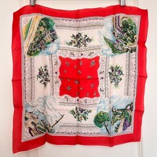Vintage Italian Souvenir Scarf Riviera Liguria San Remo Genoa Varazze Red picture