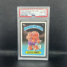 Topps 1985 Garbage Pail Kids Crater Chris #19b Glossy Sticker PSA 8 picture