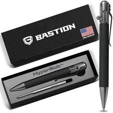 BASTION Carbon Fiber Silver Bolt Action Ink Pen | EDC Pocket Mens Gift Luxury picture