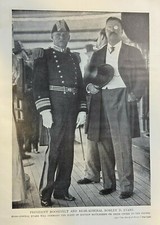 1907 Vintage Illustration President Theodore Roosevelt Admiral Robley D. Evans picture