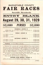 2~ 1928/29 BARNSTABLE COUNTY FAIR MASS. HORSE RACES ENTRY BLANKS $3000 PURSES picture