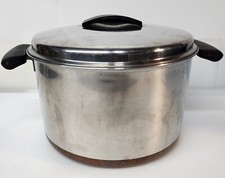Vtg Pre '68 Revere Ware 6 Qt. Stock Pot Dome Lid Copper Clad Steel Double Ring picture