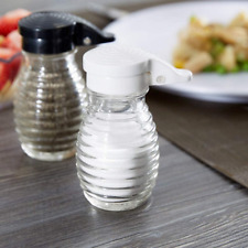Moisture Proof Beehive Salt and Pepper Shakers | Black and White Hinged Flip Top picture