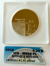 2016 Bit Piece .25 Bit Coin Gold Plated 1 of 5 ICG MS68 PL Redeemed picture