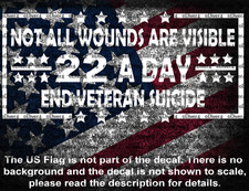 Not All Wounds Are Visible 22 A Day End Veteran Suicide PTSD 988 Vinyl Decal picture