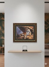 **EXQUISITE** BENGAL TIGER PICTURE Linda Wacaster 33 X 27  Wood Frame Wall Art picture